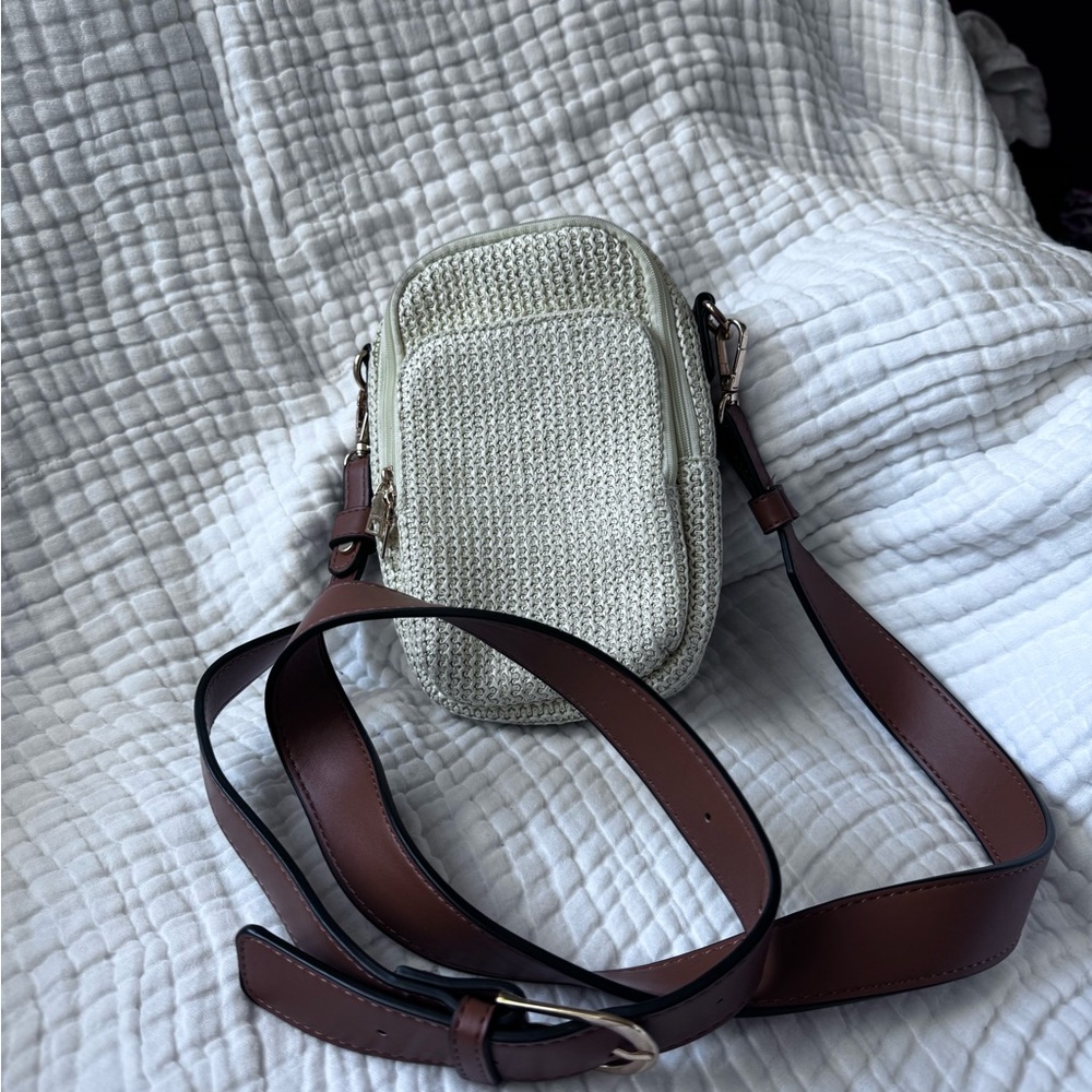 Chic Cream and Brown Mini Crossbody Bag